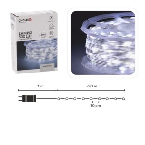 LED girlianda CHOMIK „Micro Wire Light“ 500 LED, šaltai balta, 50 m kaina internetu
