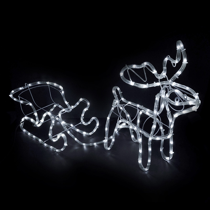 LED šviečianti elnių ir rogių dekoracija – 120 cm kaina internetu