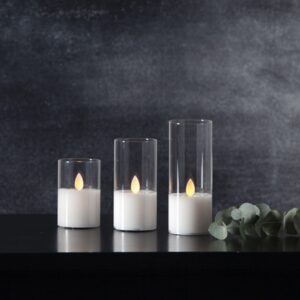 LED žvakė su tikro stiklo gaubtu, 12,5 cm kaina internetu