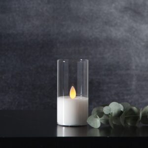 LED žvakė su tikro stiklo gaubtu, 12,5 cm kaina internetu