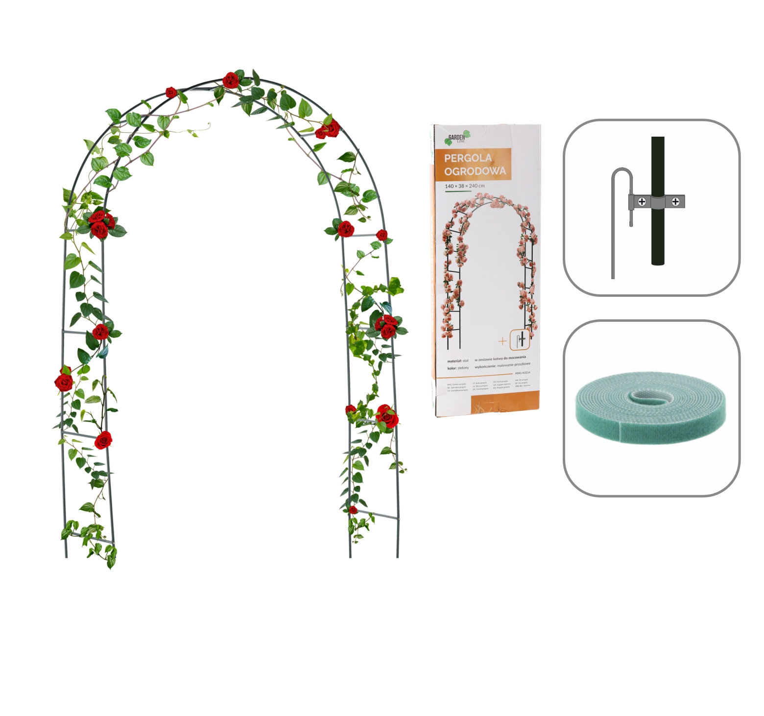 Metalinė sodo pergola vijokliniams augalams 140 × 38 × 240 cm kaina internetu