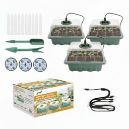 Mini šiltnamių rinkinys daiginimui su LED apšvietimu – 3 vnt. kaina internetu
