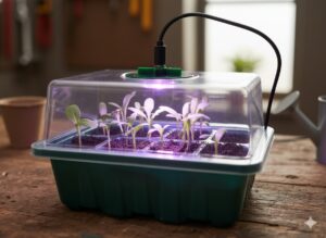 Mini šiltnamių rinkinys daiginimui su LED apšvietimu – 3 vnt. kaina internetu