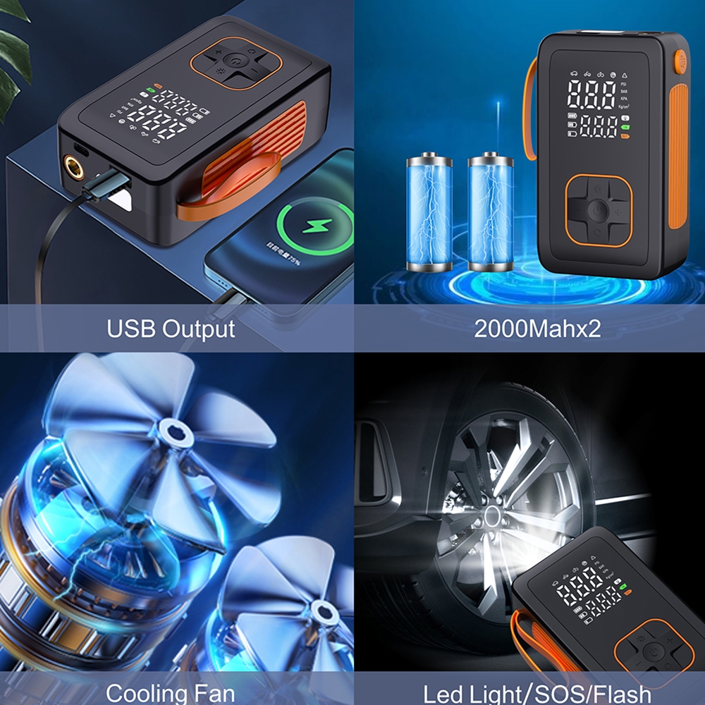 Nešiojama akumuliatorinė pompa su skaitmeniniu ekranu ir powerbank funkcija kaina internetu