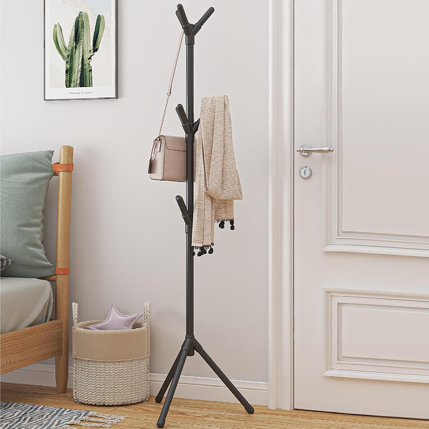 Pastatoma drabužių kabykla su kabliukais (170 cm) kaina internetu