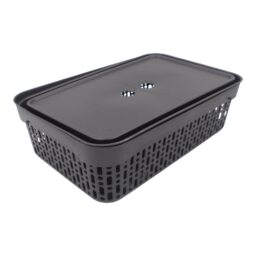 Plastikinė dėžė su dangčiu 40×30×13 cm JUODA kaina internetu