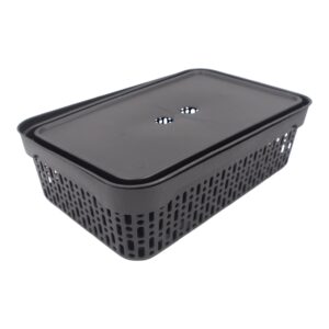 Plastikinė dėžė su dangčiu 40×30×13 cm JUODA kaina internetu