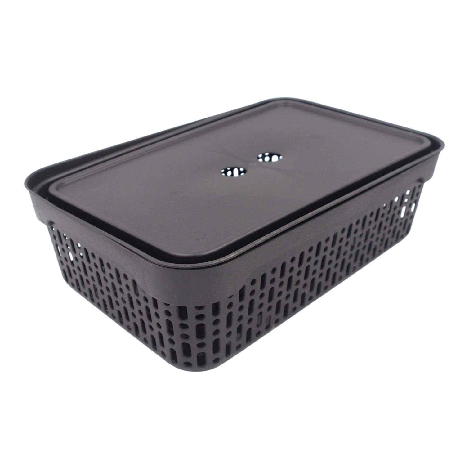 Plastikinė dėžė su dangčiu 40×30×13 cm JUODA kaina internetu