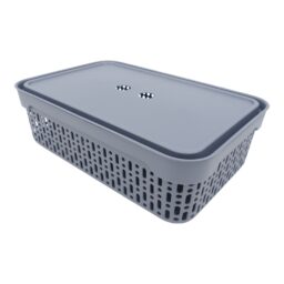 Plastikinė dėžė su dangčiu 40×30×13 cm PILKA kaina internetu