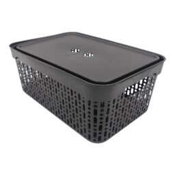 Plastikinė dėžutė su dangčiu, 30×20×13 cm JUODA kaina internetu