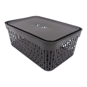 Plastikinė dėžutė su dangčiu, 30×20×13 cm JUODA kaina internetu