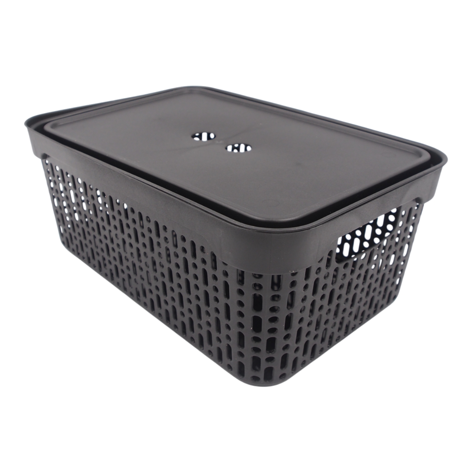 Plastikinė dėžutė su dangčiu, 30×20×13 cm JUODA kaina internetu