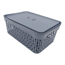 Plastikinė dėžutė su dangčiu, 30×20×13 cm PILKA kaina internetu