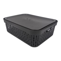 Plastikinė dėžutė su dangčiu, 30×20×9 cm JUODA kaina internetu