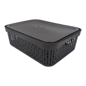 Plastikinė dėžutė su dangčiu, 30×20×9 cm JUODA kaina internetu