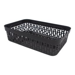 Plastikinė dėžutė su skylutėmis, 22 × 14,5 × 6 cm JUODA kaina internetu