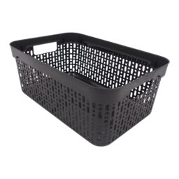 Plastikinė dėžutė su skylutėmis, 30 × 20 × 12 cm JUODA kaina internetu