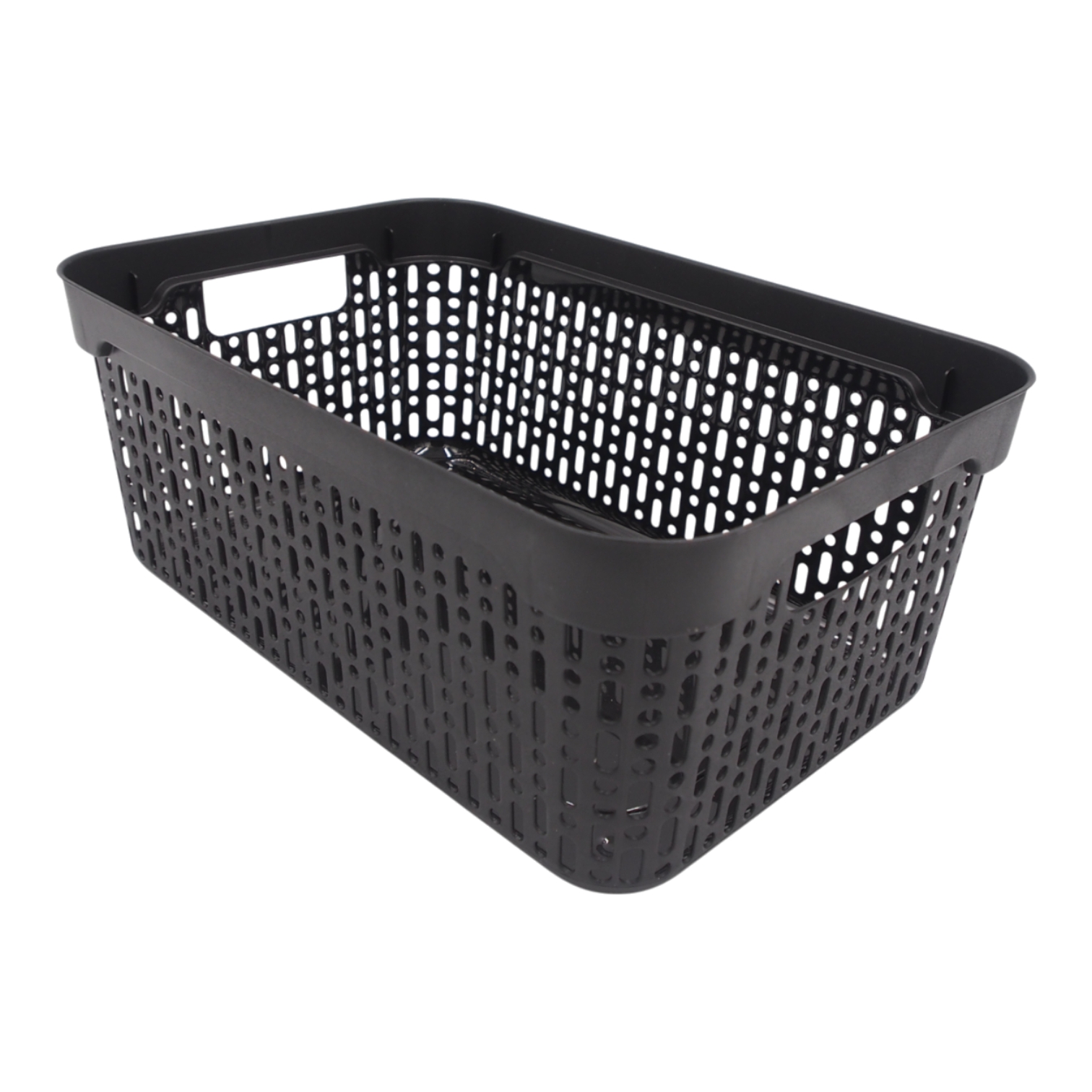 Plastikinė dėžutė su skylutėmis, 30 × 20 × 12 cm JUODA kaina internetu
