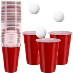 Puodelių ir kamuoliukų rinkinys žaidimams (beer pong) kaina internetu