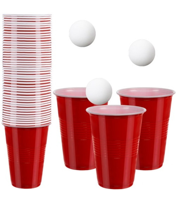 Puodelių ir kamuoliukų rinkinys žaidimams (beer pong) kaina internetu