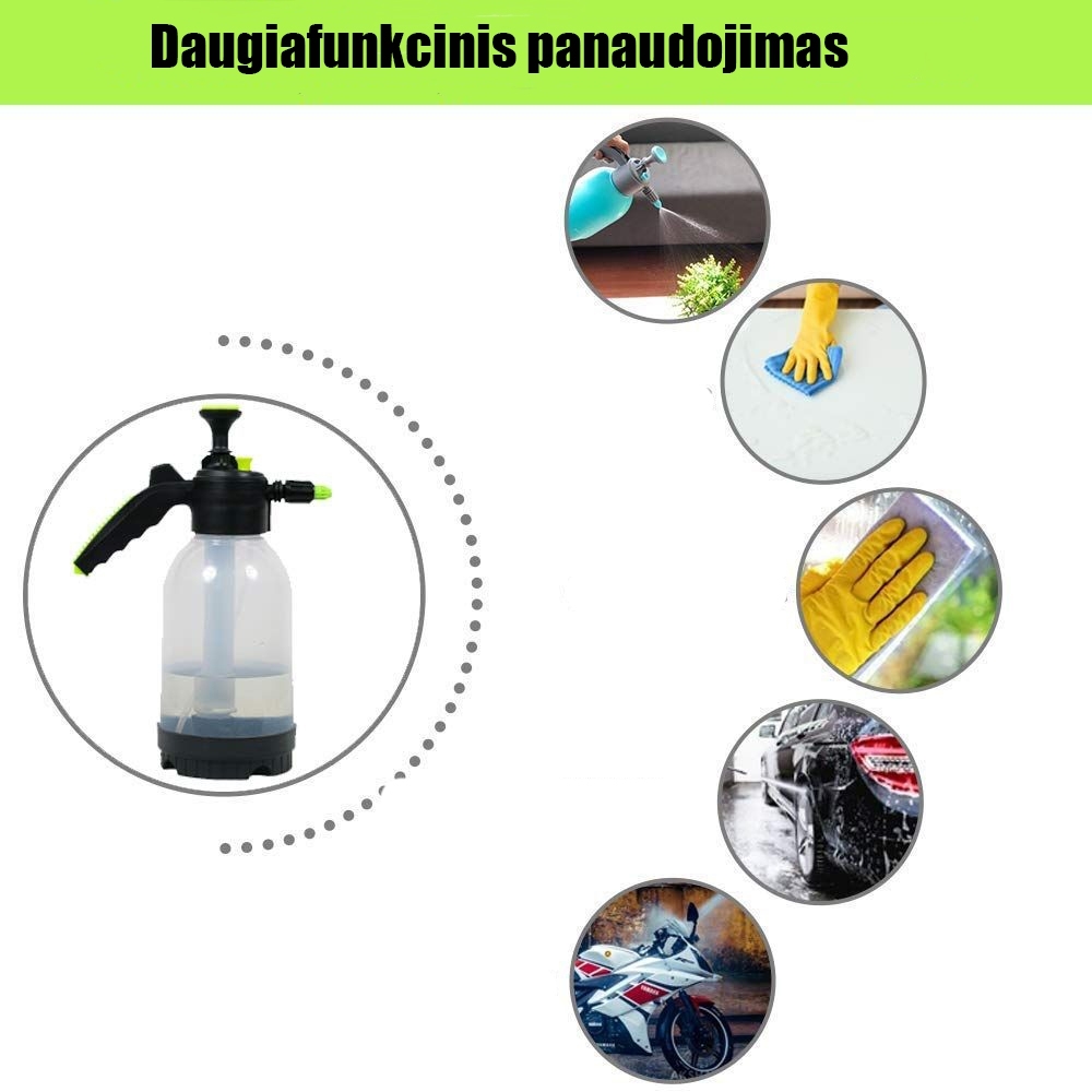 Rankinis slėginis sodo purkštuvas 2 l (skaidrus) kaina internetu