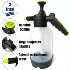 Rankinis slėginis sodo purkštuvas 2 l (skaidrus) kaina internetu