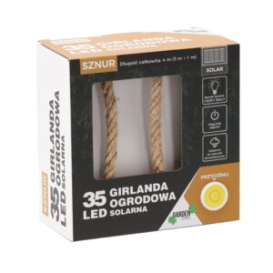 Saulės energija maitinama LED girlianda, 35 LED, 4 m, šilta balta kaina internetu