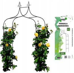 Sodo pergola augalams 150 × 37 × 240 cm, metalinė, juoda kaina internetu