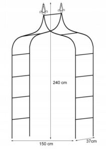 Sodo pergola augalams 150 × 37 × 240 cm, metalinė, juoda kaina internetu
