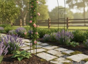 Sodo pergola su dekoracijomis 140 × 38 × 240 cm kaina internetu
