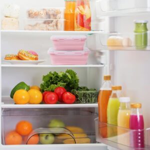 Stačiakampių silikoninių maisto indelių rinkinys (rožinė) kaina internetu