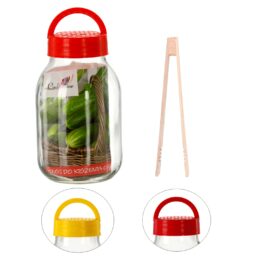 Stiklainis 3 L su plastikiniu dangteliu ir žnyplėmis kaina internetu