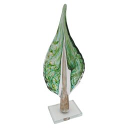 Stiklinė dekoracija „Lapas“, 12×7×32.5 cm Žalias kaina internetu