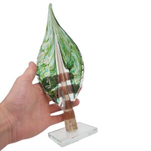 Stiklinė dekoracija „Lapas“, 12×7×32.5 cm Žalias kaina internetu