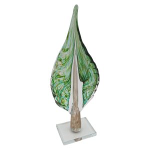 Stiklinė dekoracija „Lapas“, 12×7×32.5 cm Žalias kaina internetu