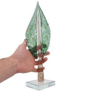 Stiklinė dekoracija „Lapas“, 13×9×41 cm ŽALIAS kaina internetu