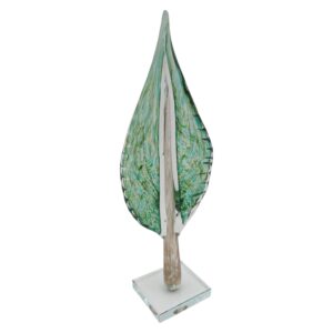 Stiklinė dekoracija „Lapas“, 13×9×41 cm ŽALIAS kaina internetu