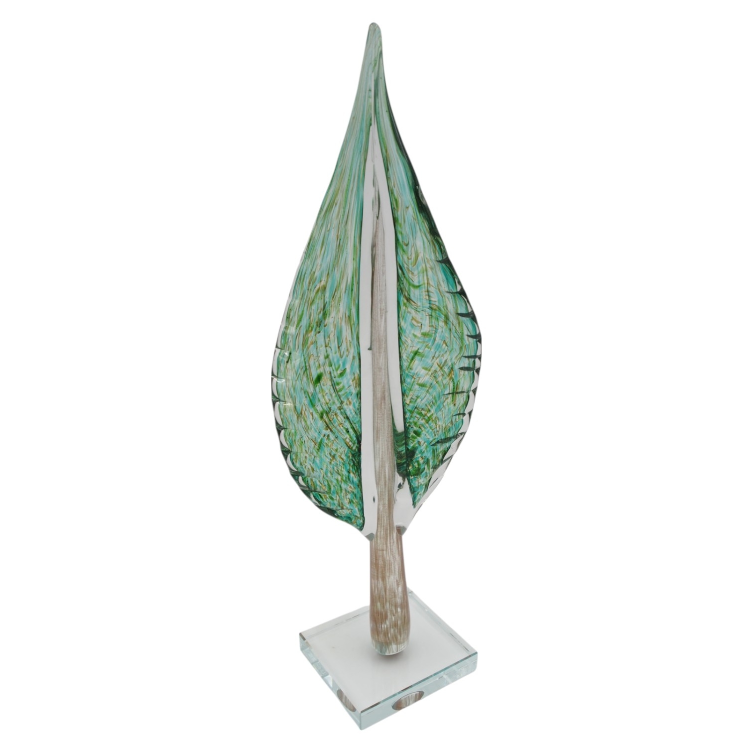 Stiklinė dekoracija „Lapas“, 13×9×41 cm ŽALIAS kaina internetu