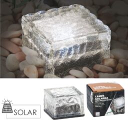 Stiklinė saulės lempa – kubas 7 × 7 × 5 cm, šaltai balta LED kaina internetu