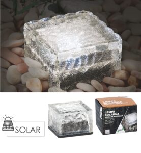 Stiklinė saulės lempa – kubas 7 × 7 × 5 cm, šaltai balta LED kaina internetu