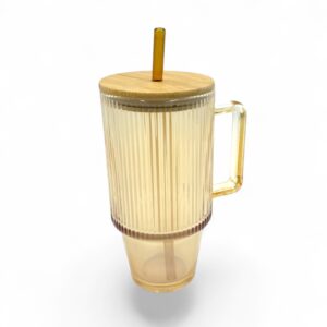 Stiklinis puodelis su šiaudeliu "BAMBOO" kaina internetu
