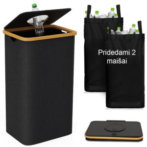 Taros rūšiavimo šiukšliadėžė (JUODA) kaina internetu