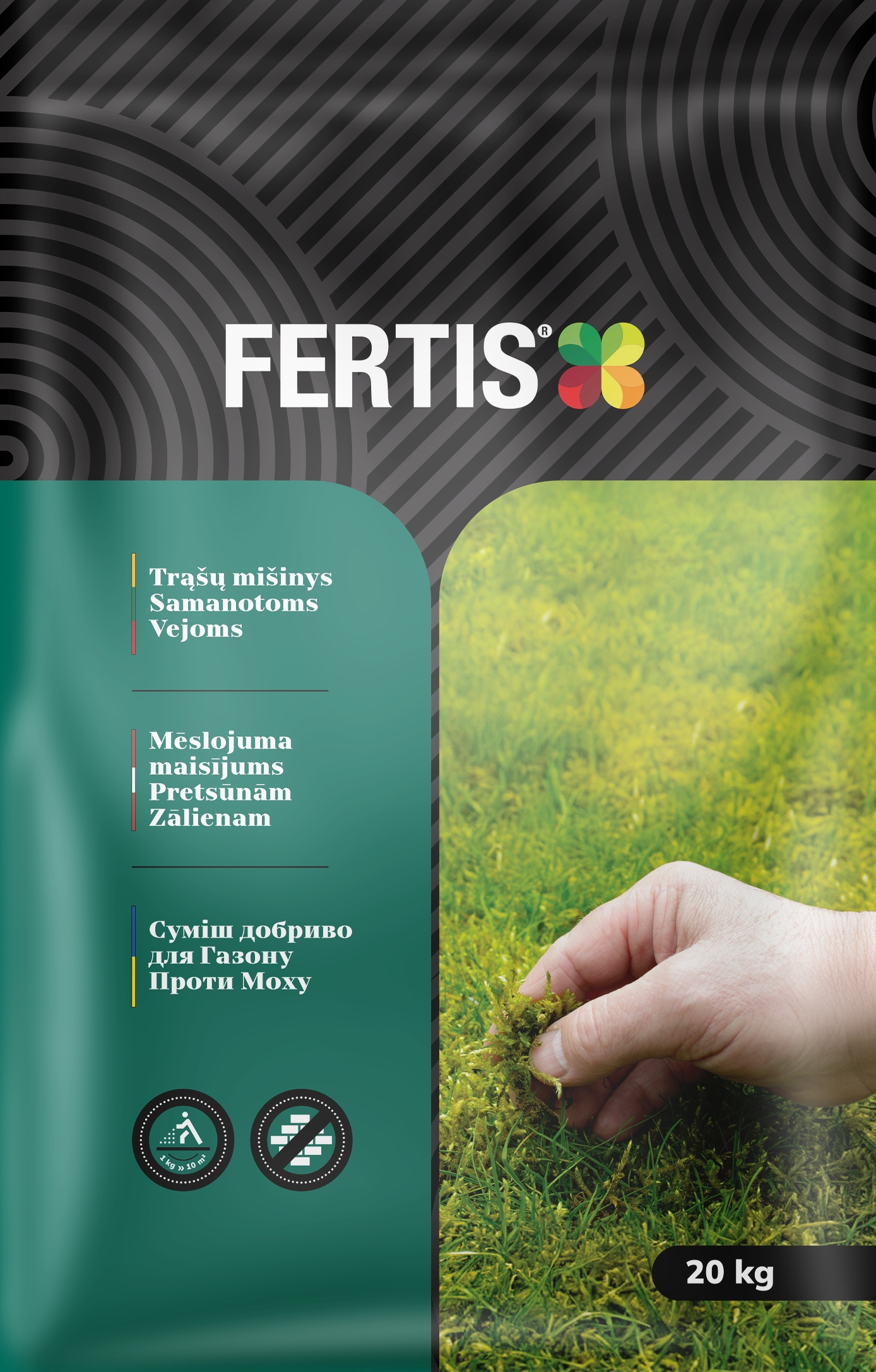 Trąšų mišinys Samanotoms Vejoms FERTIS, 20kg kaina internetu