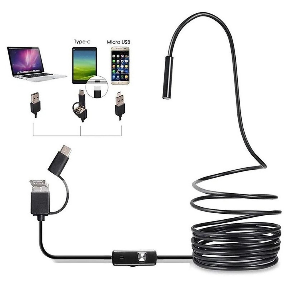 USB endoskopinė kamera 5 m su LED apšvietimu (Type-C / Micro USB) kaina internetu