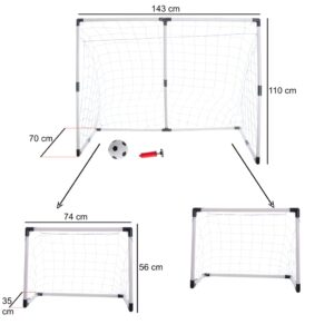 Vaikiški futbolo vartai 2in1 – dideli arba du mažesni (143 × 110 × 70 cm) kaina internetu