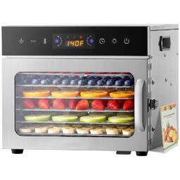 Vaisių ir maisto džiovyklė 400 W, 6 padėklų, nerūdijančio plieno kaina internetu