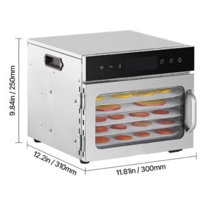 Vaisių ir maisto džiovyklė 400 W, 6 padėklų, nerūdijančio plieno kaina internetu