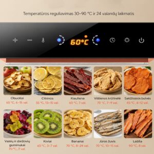 Vaisių ir maisto džiovyklė 400 W, 6 padėklų, nerūdijančio plieno kaina internetu