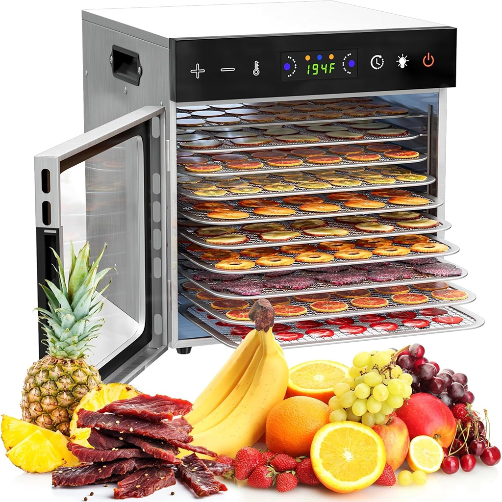 Vaisių ir maisto džiovyklė 600 W, 10 padėklų, nerūdijančio plieno kaina internetu