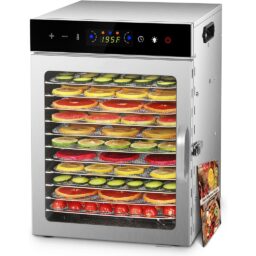 Vaisių ir maisto džiovyklė 800 W, 12 padėklų, nerūdijančio plieno korpusas kaina internetu